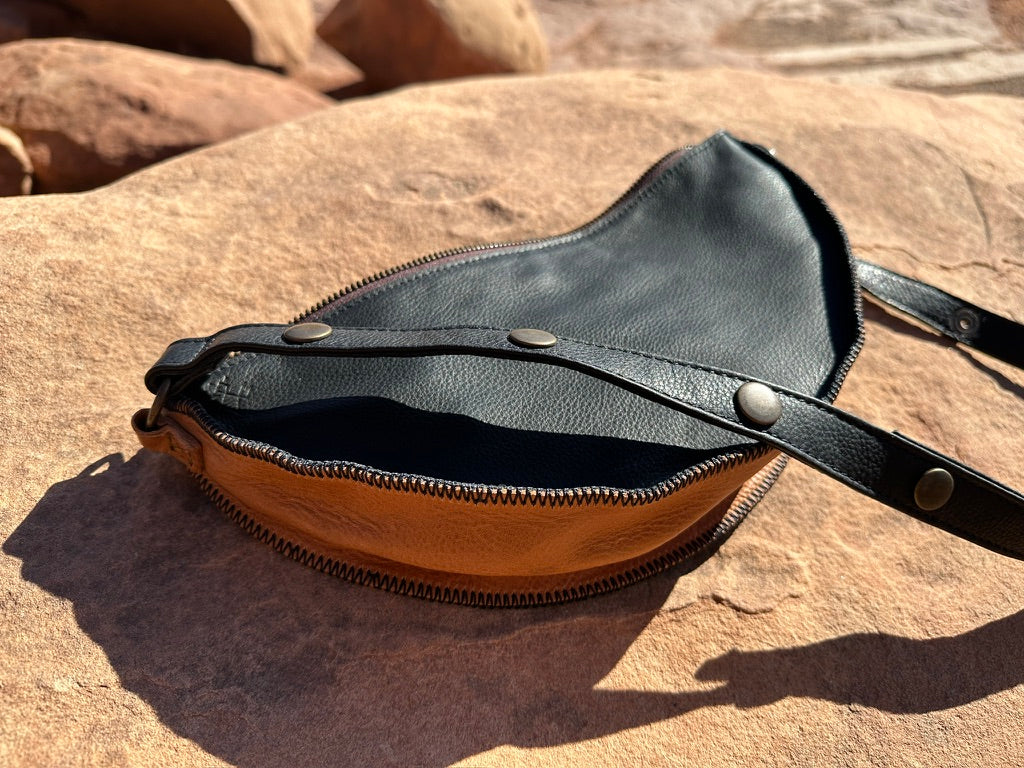 Medium black and brown leather bag