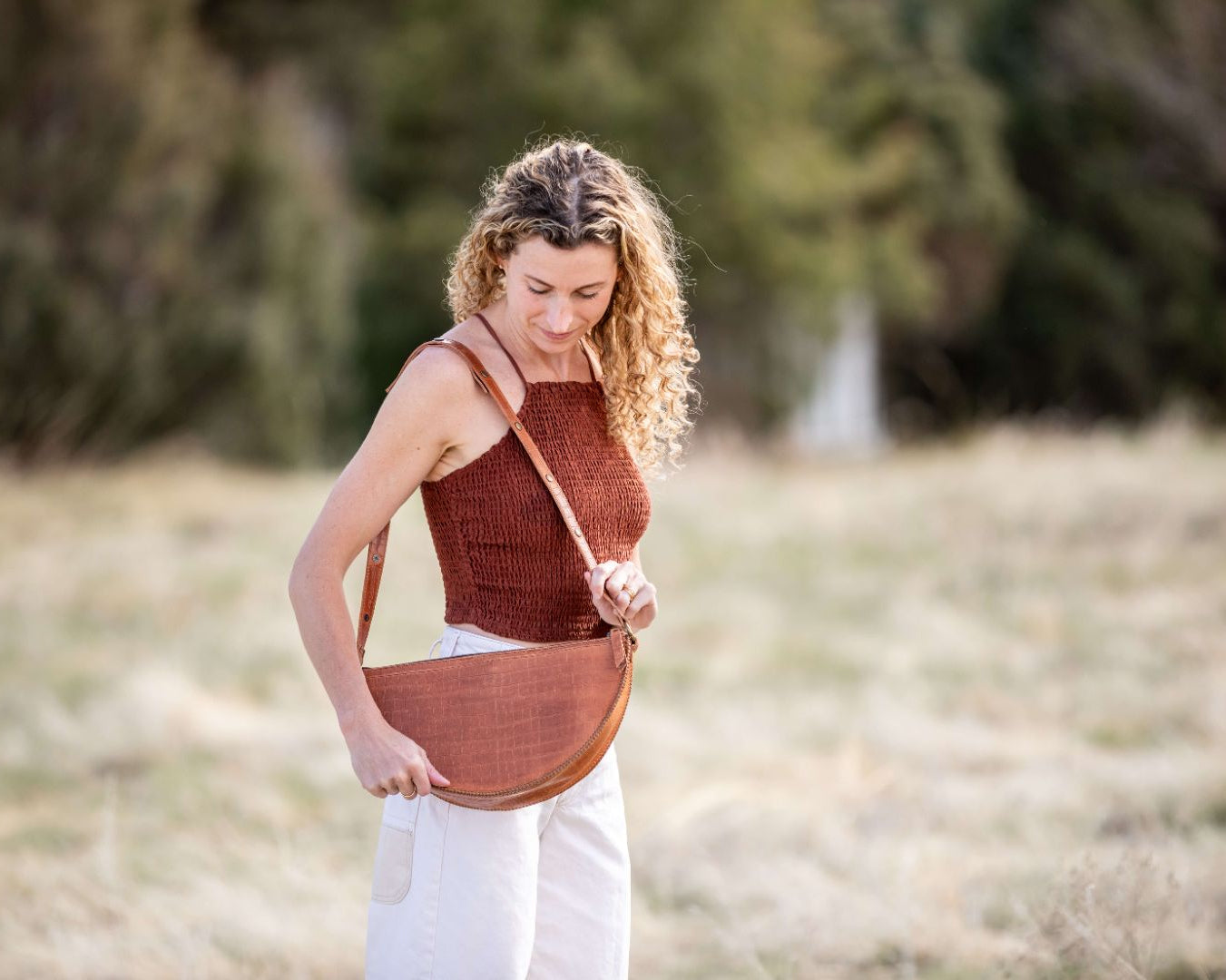 Large honey croc leather bag