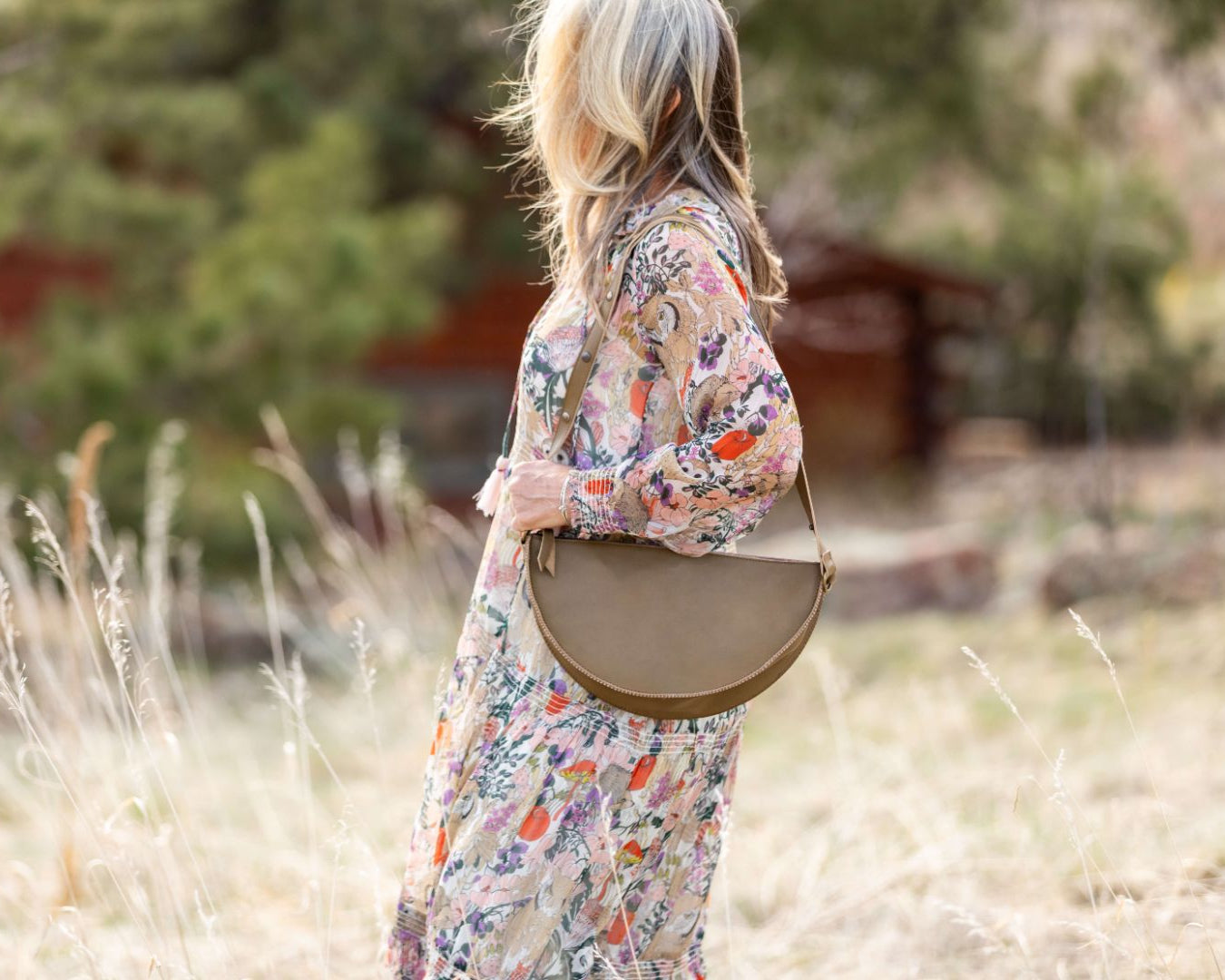 Large sage green leather bag
