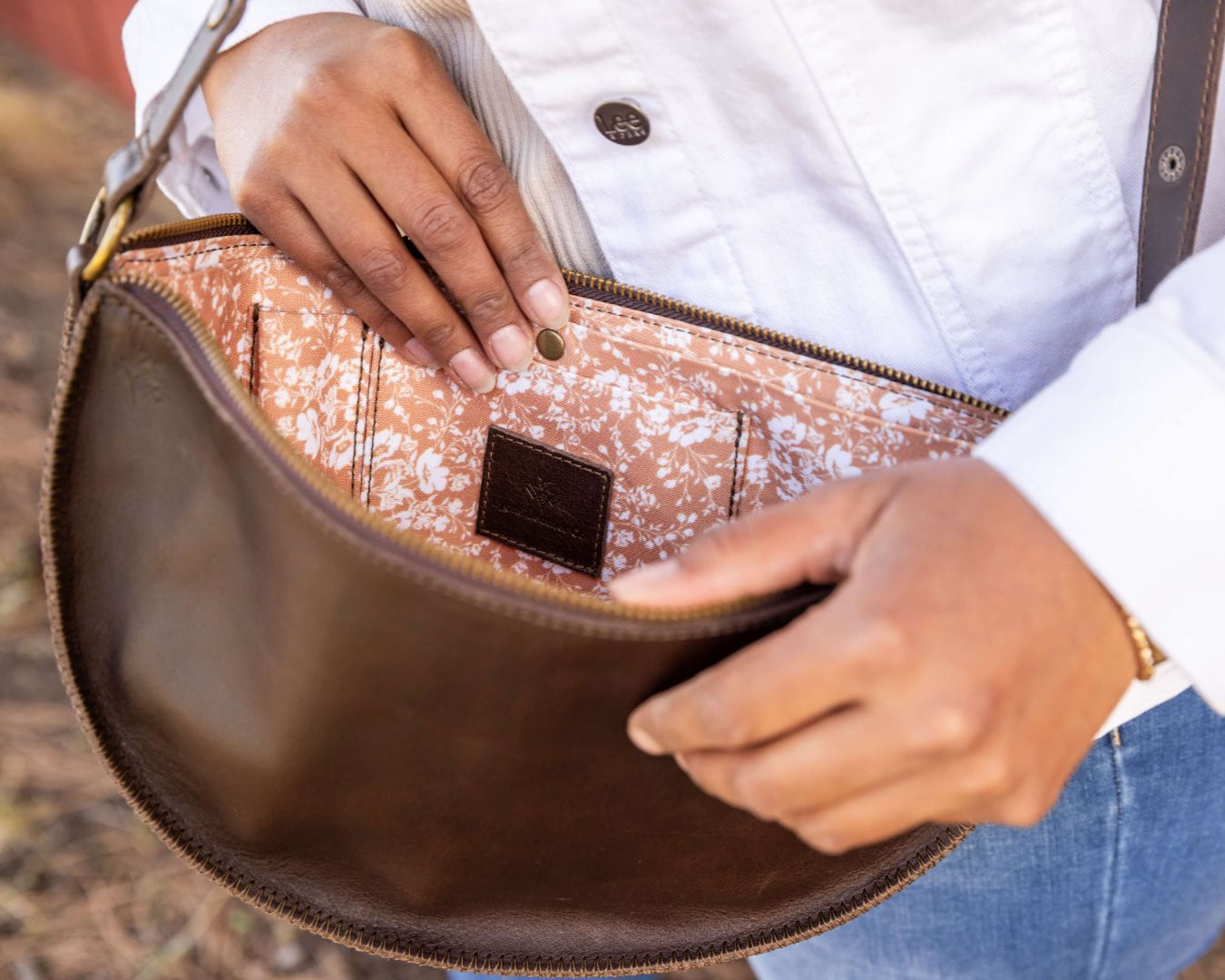 Large dark brown leather bag