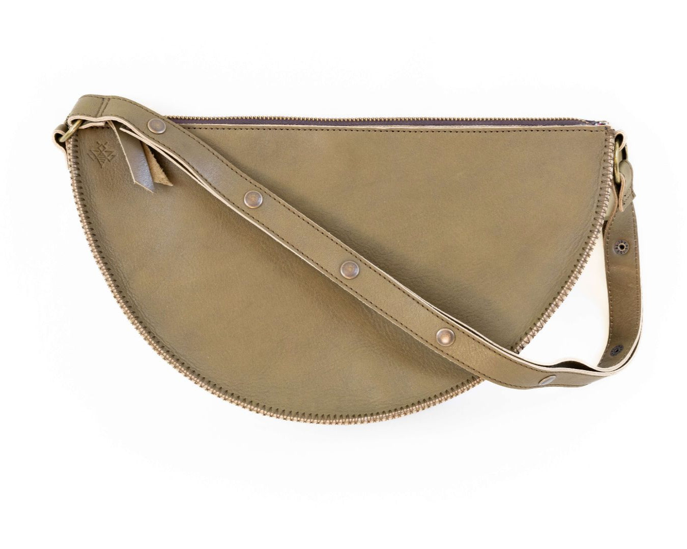 Large sage green leather bag