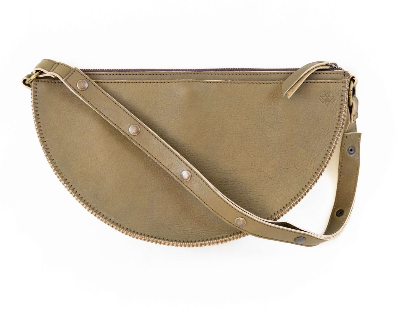 Large sage green leather bag