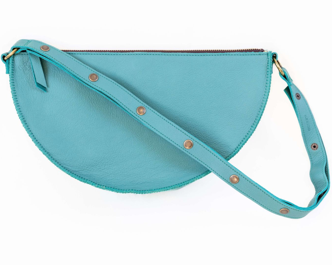 Large turquoise leather bag