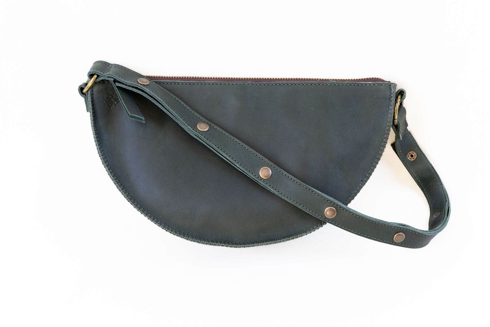 Medium dark green leather bag