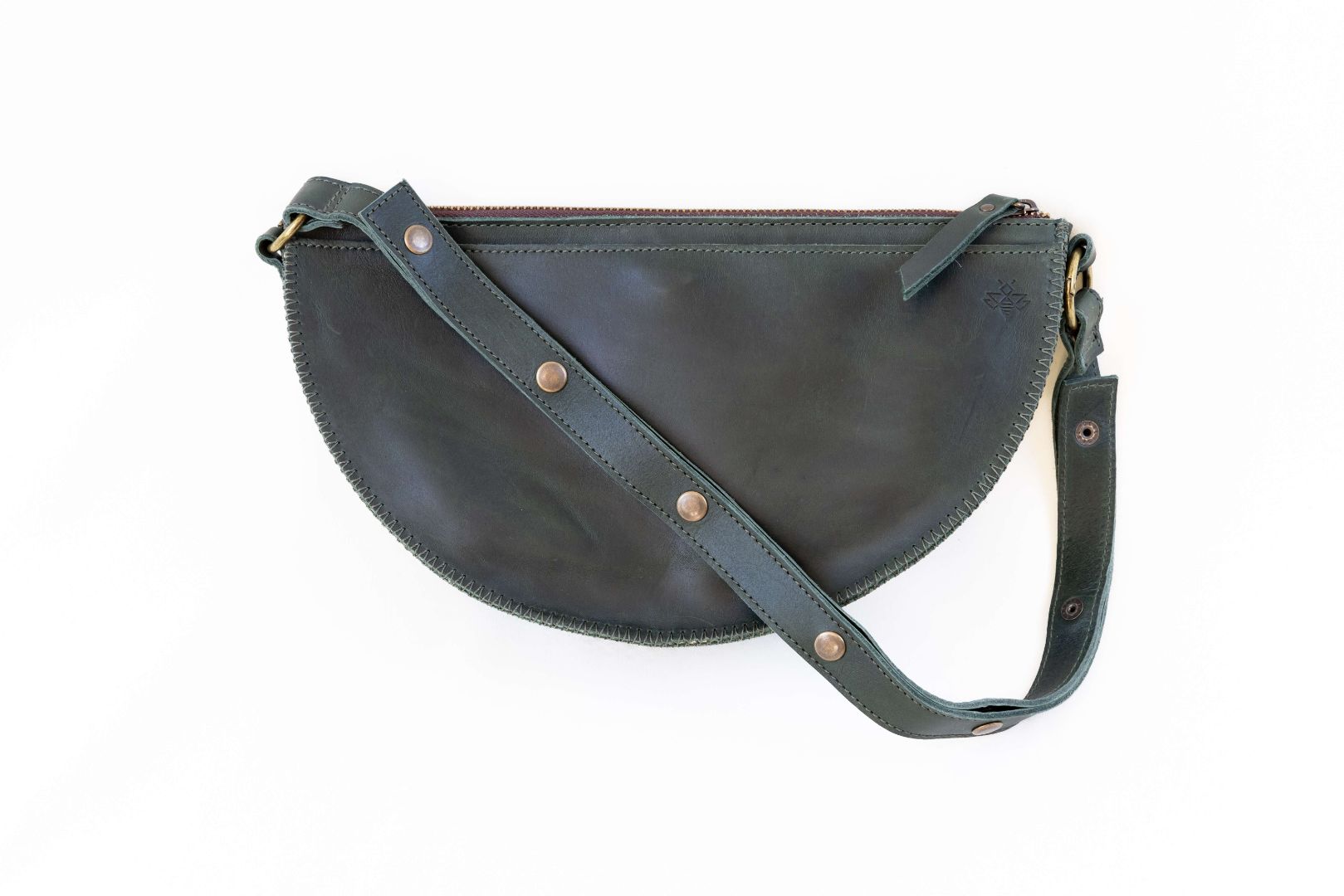 Medium dark green leather bag