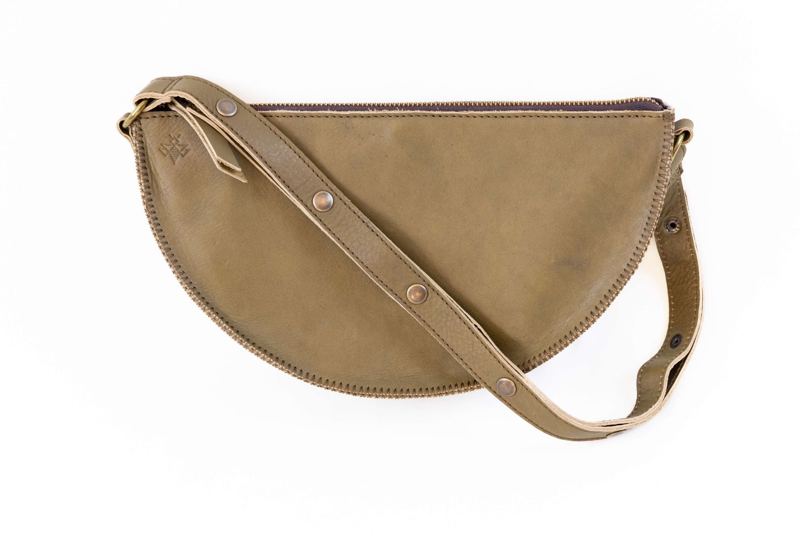 Medium sage green leather bag