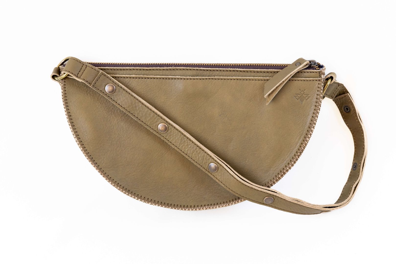 Medium sage green leather bag