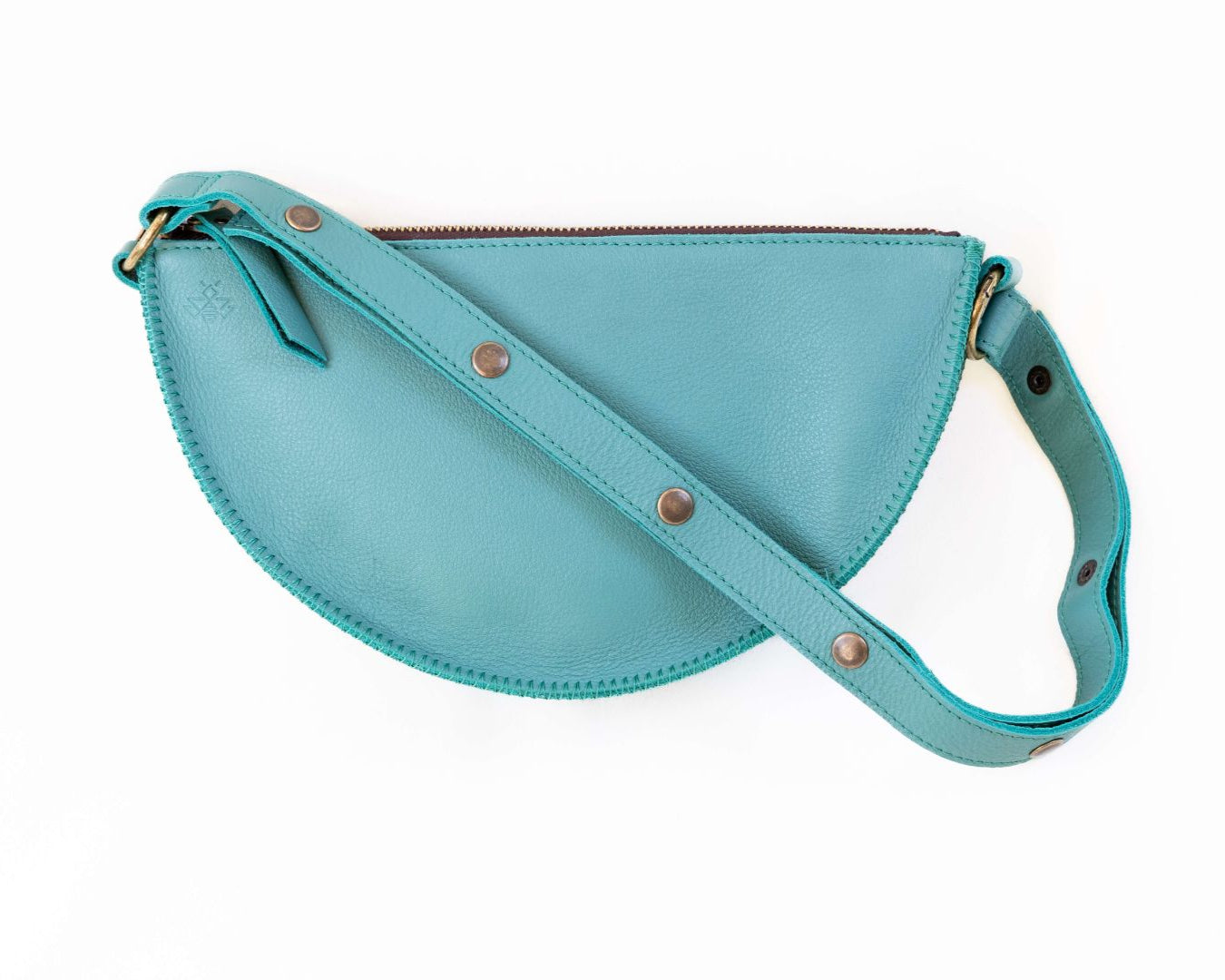 Small turquoise leather bag
