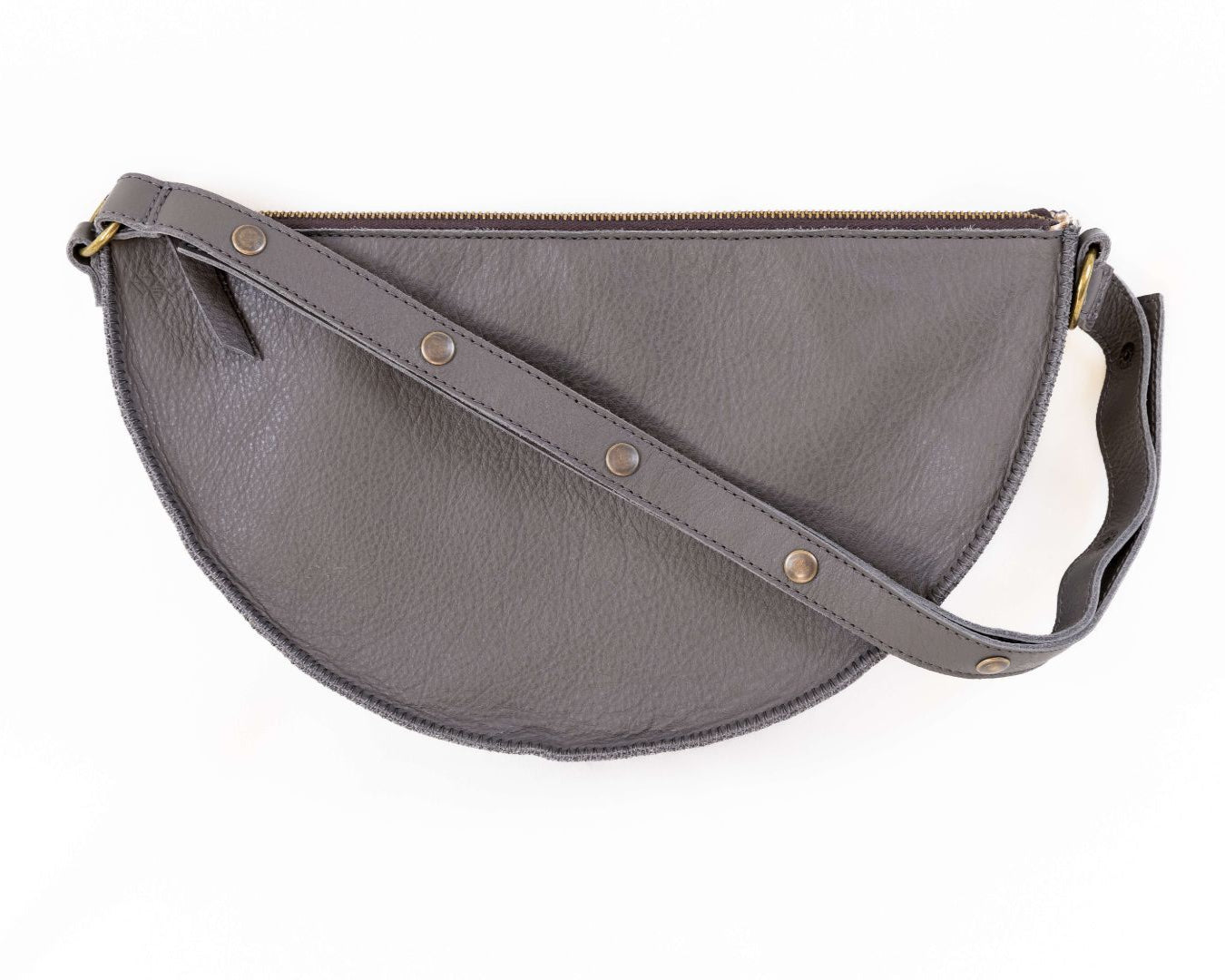 Large stone grey leather bag