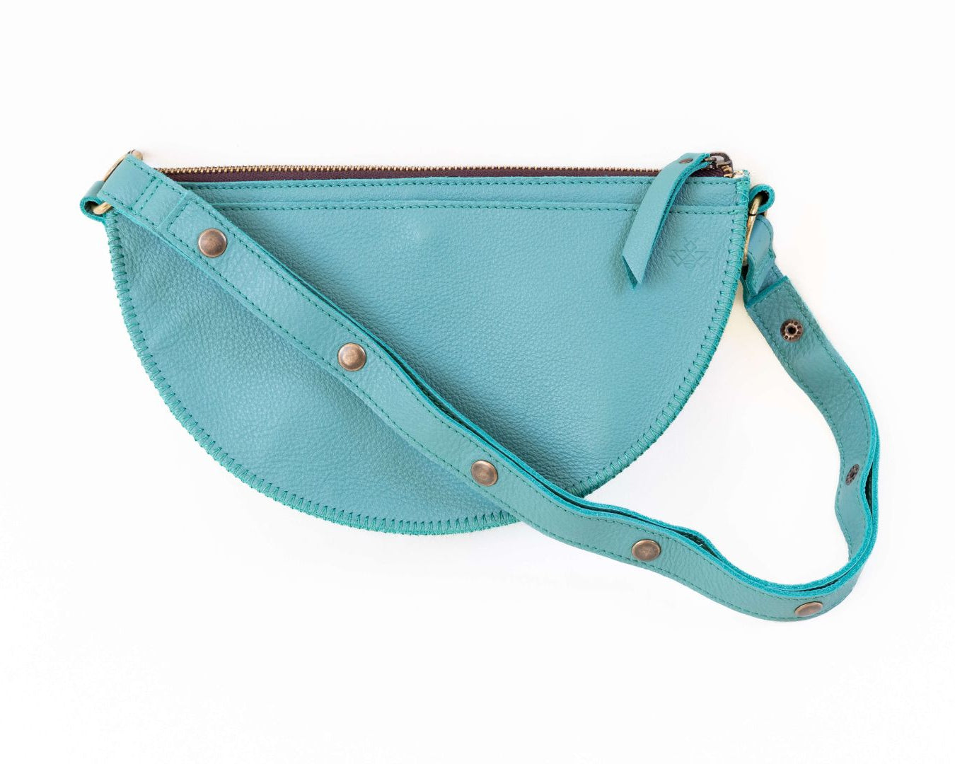 Small turquoise leather bag
