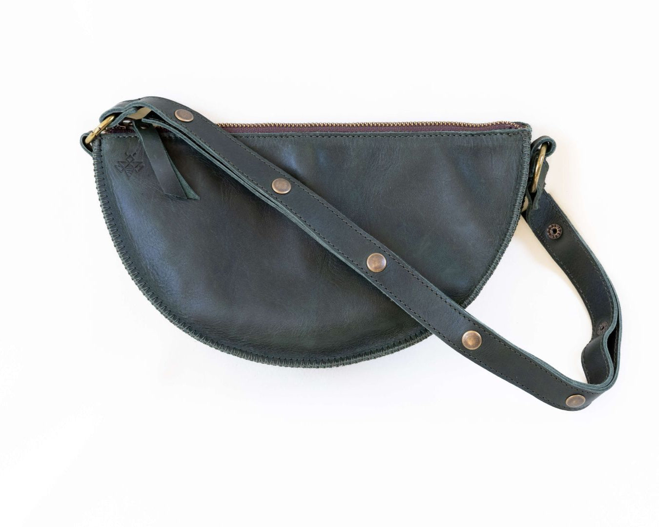 Small dark green leather bag