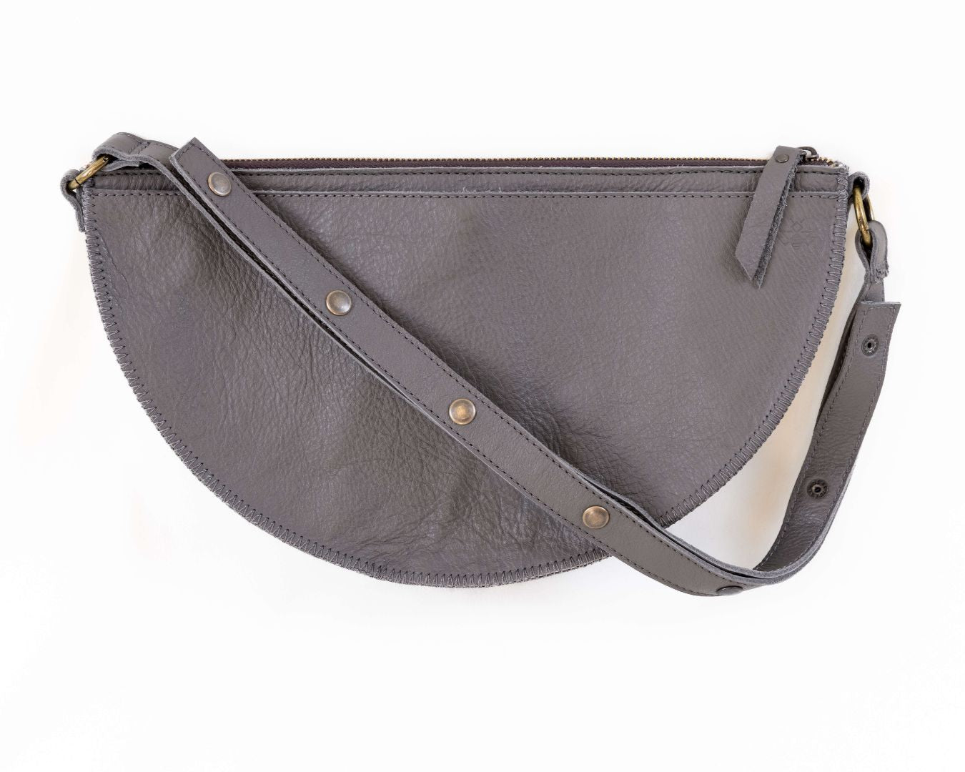 Large stone grey leather bag