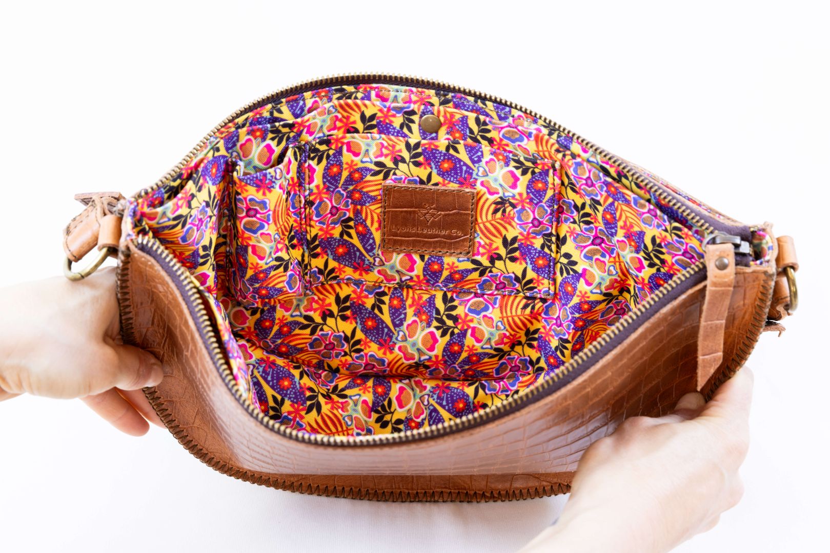 Medium honey croc leather bag