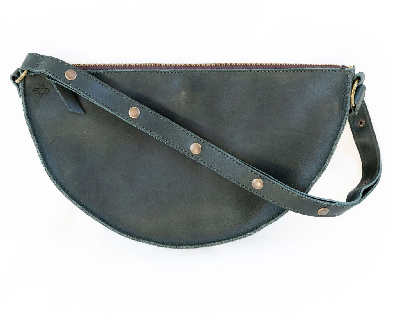 Large dark green leather bag
