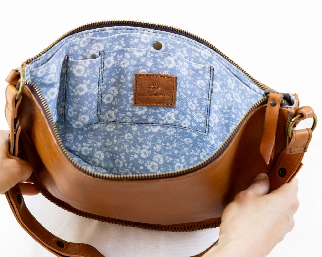 Medium honey leather pouch