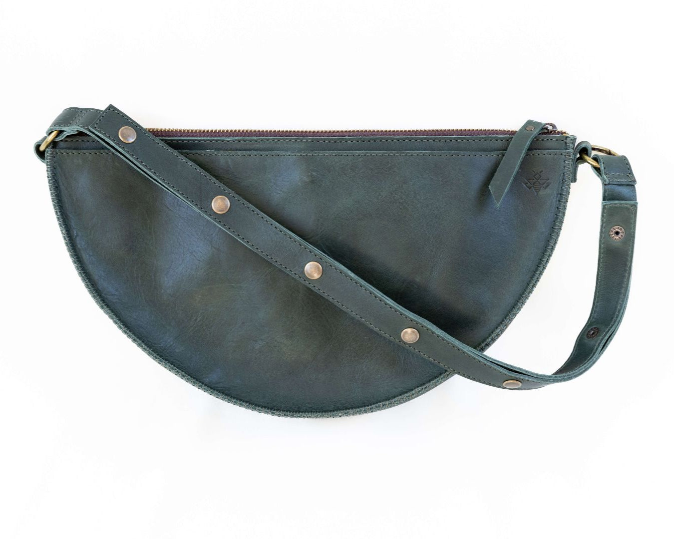 Large dark green leather bag