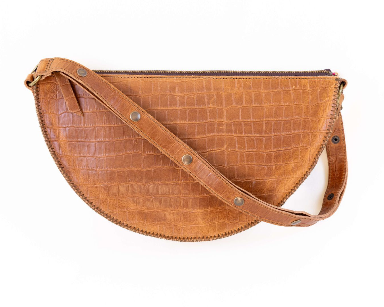 Large honey croc leather bag