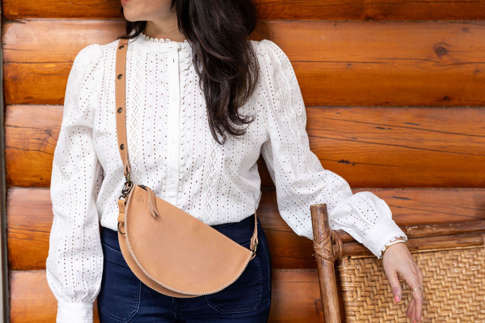 Small natural leather bag in blush