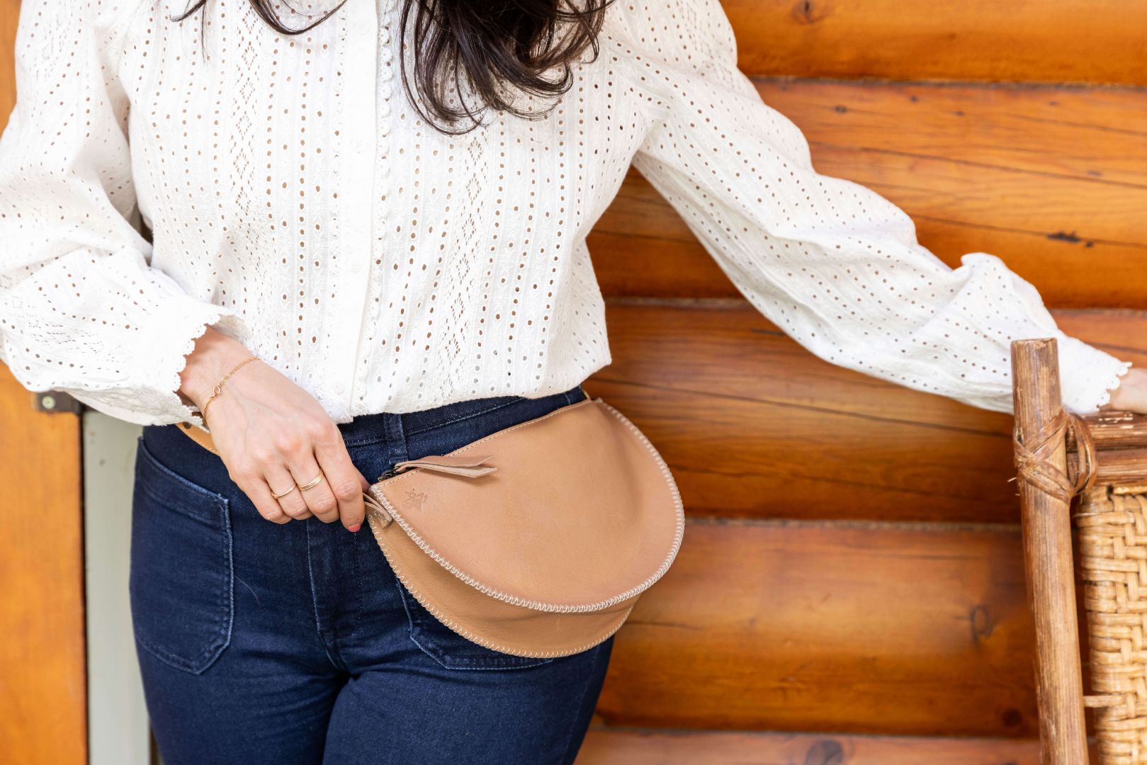 Small natural leather bag in blush