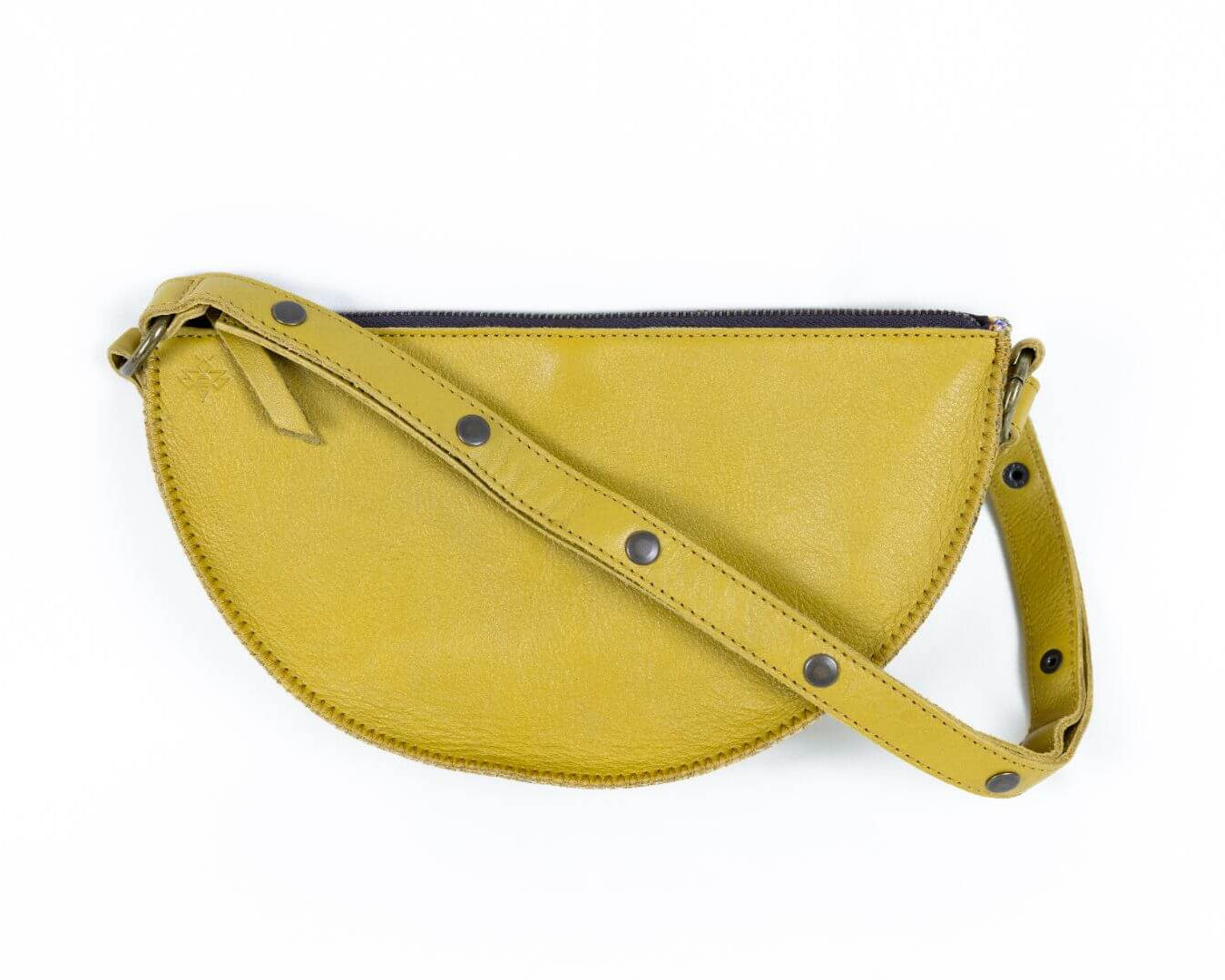 Medium mustard yellow leather bag