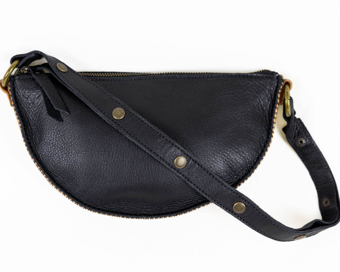 Small black and brown leather bag