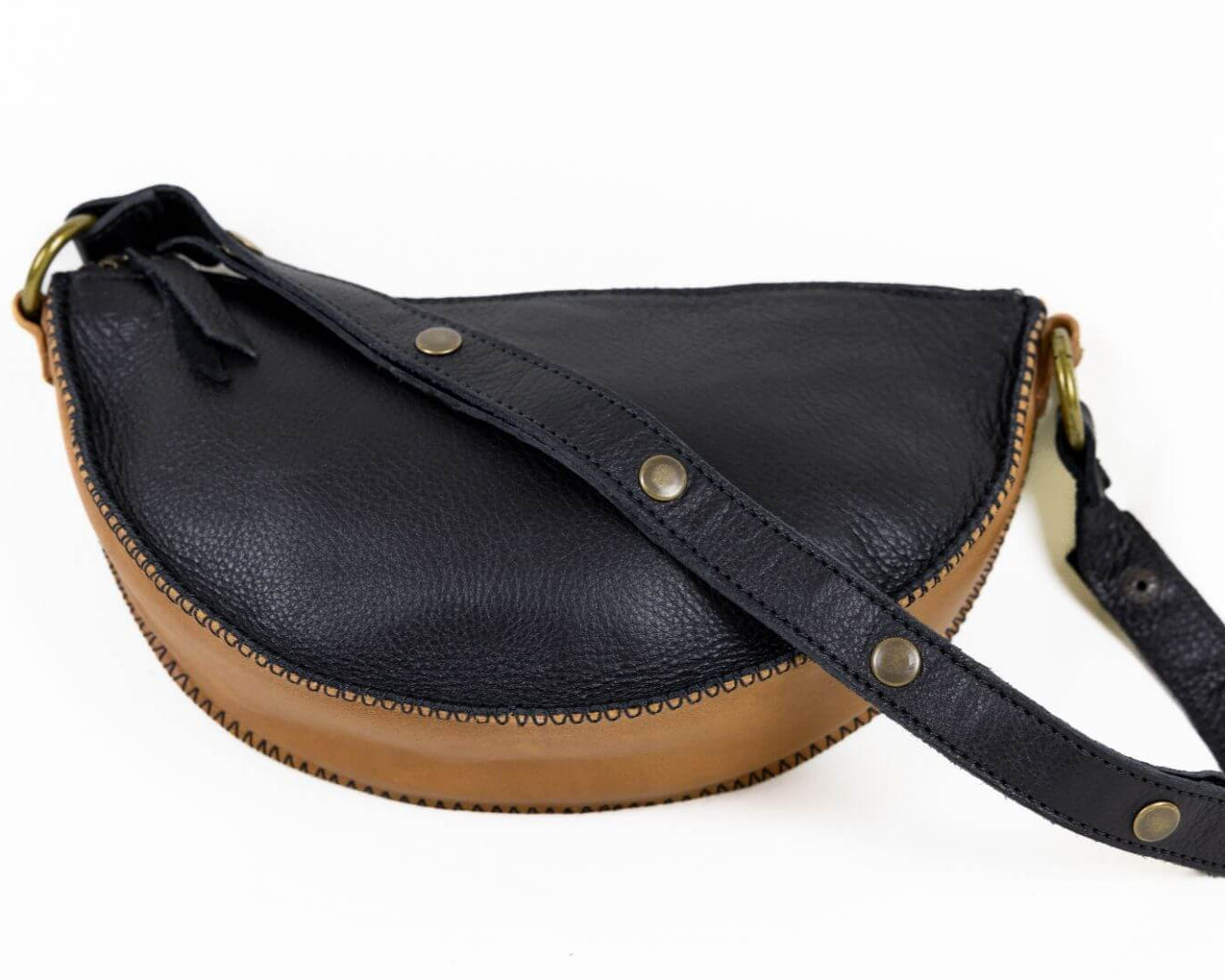 Small black and brown leather bag