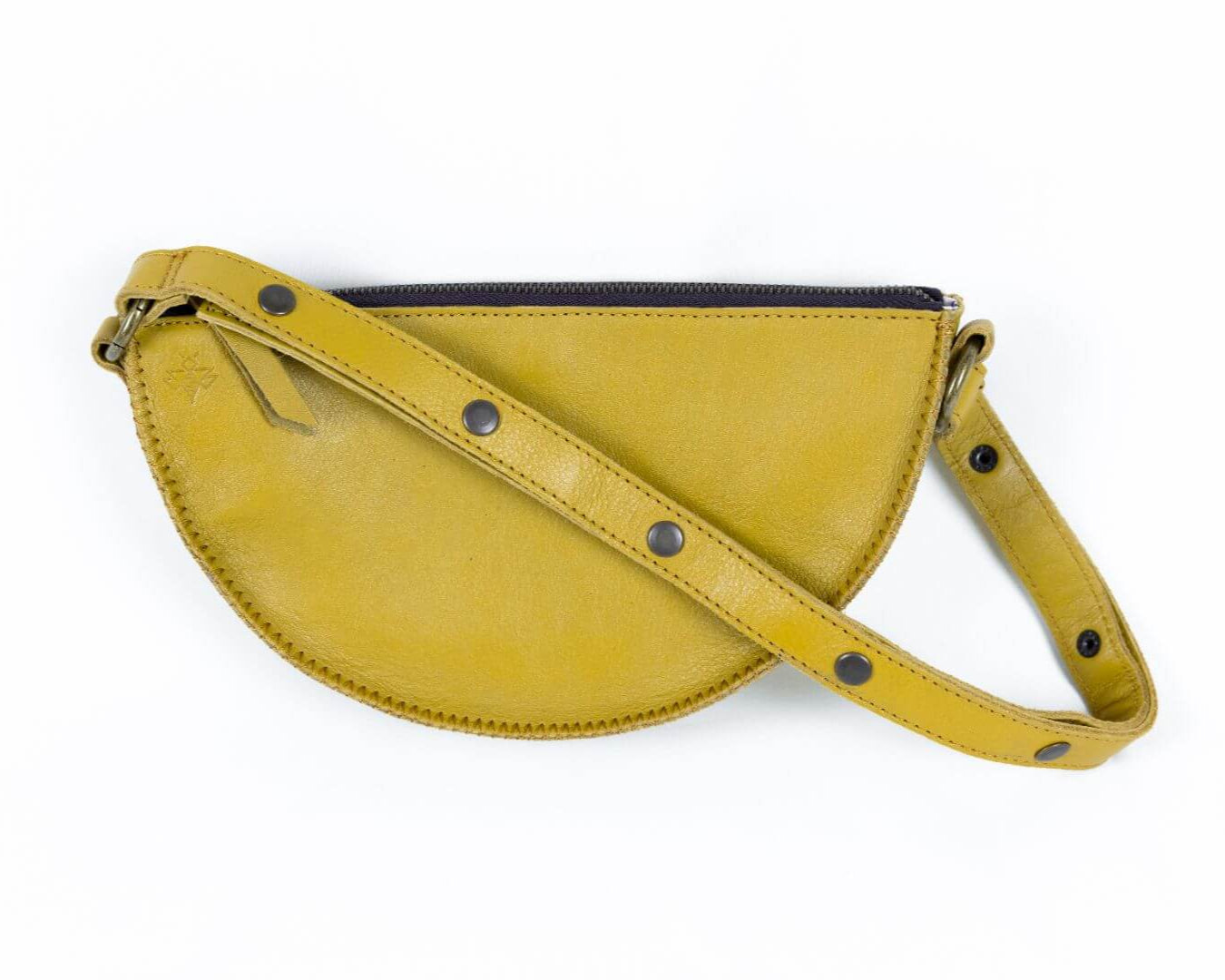 Small mustard yellow leather bag
