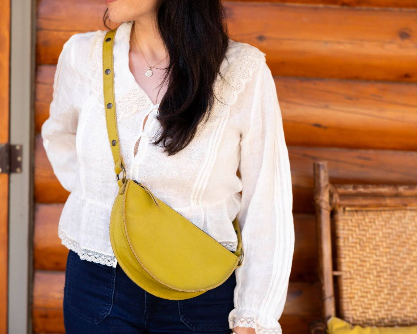 Small mustard yellow leather bag