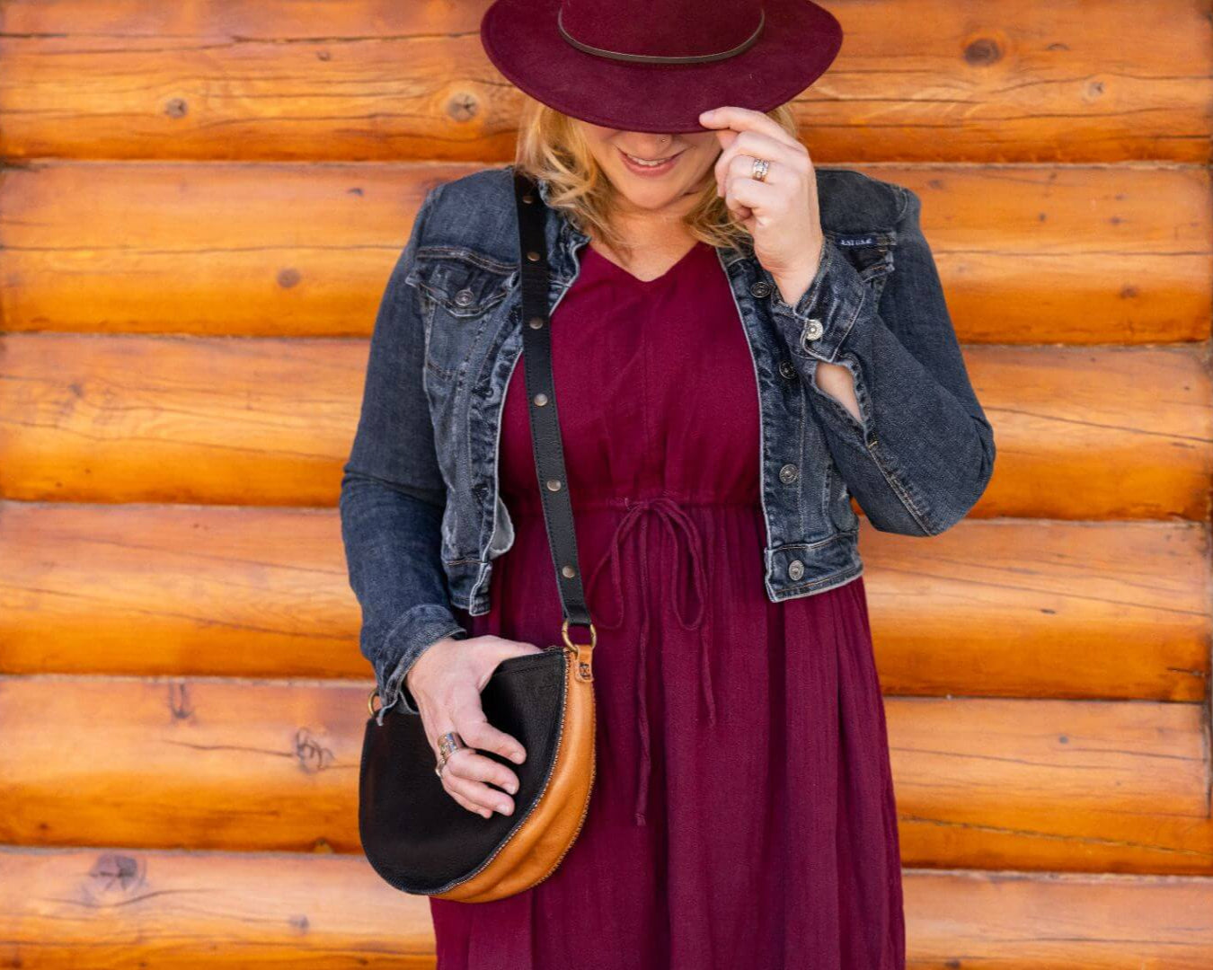Large black and brown leather bag