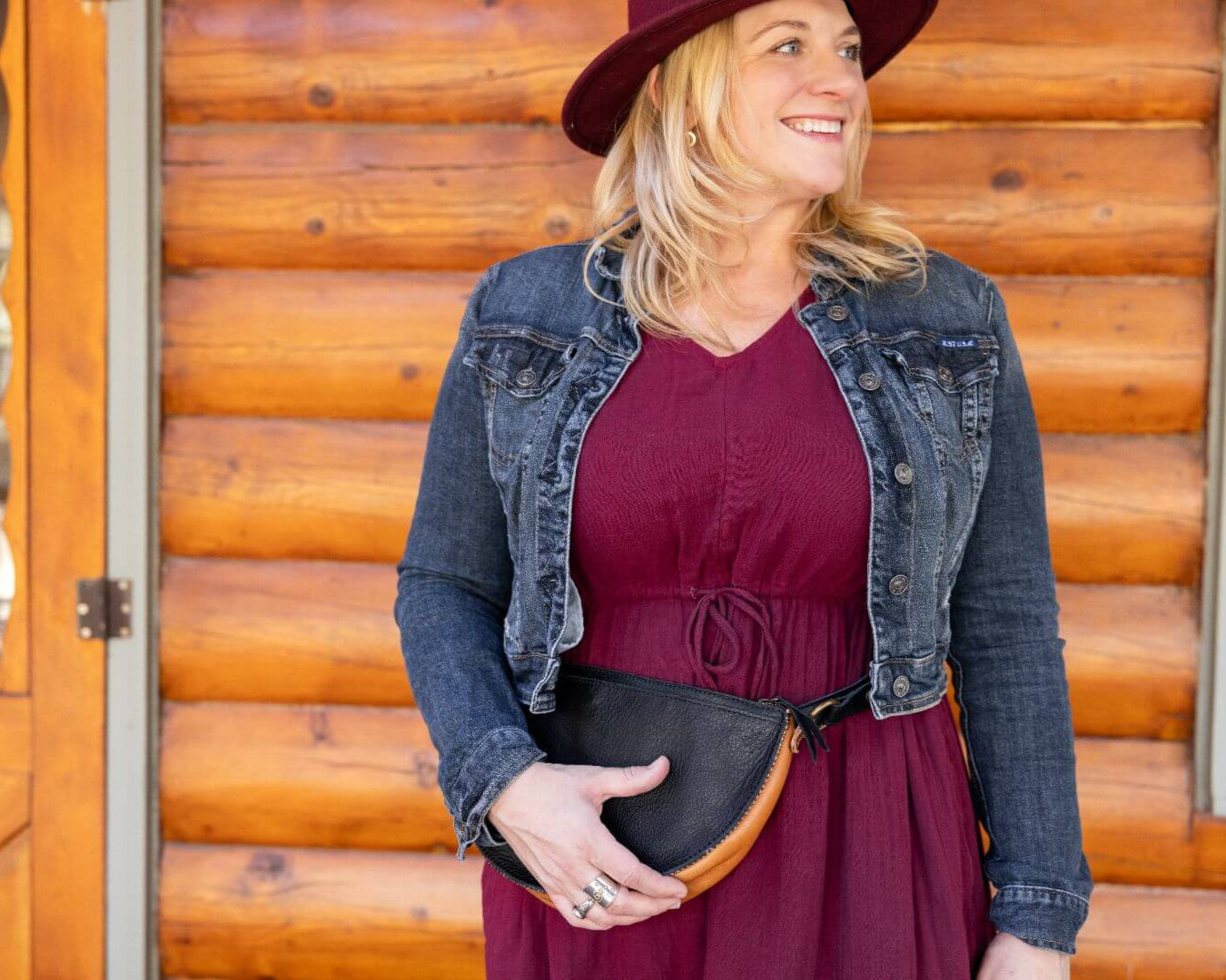 Large black and brown leather bag