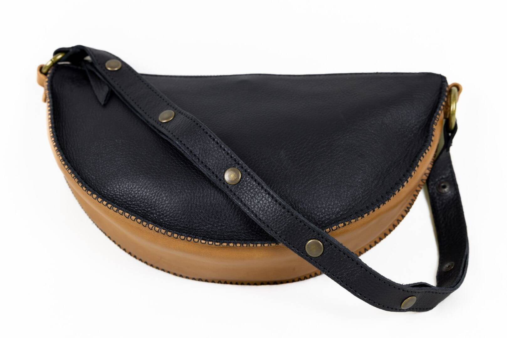Medium black and brown leather bag