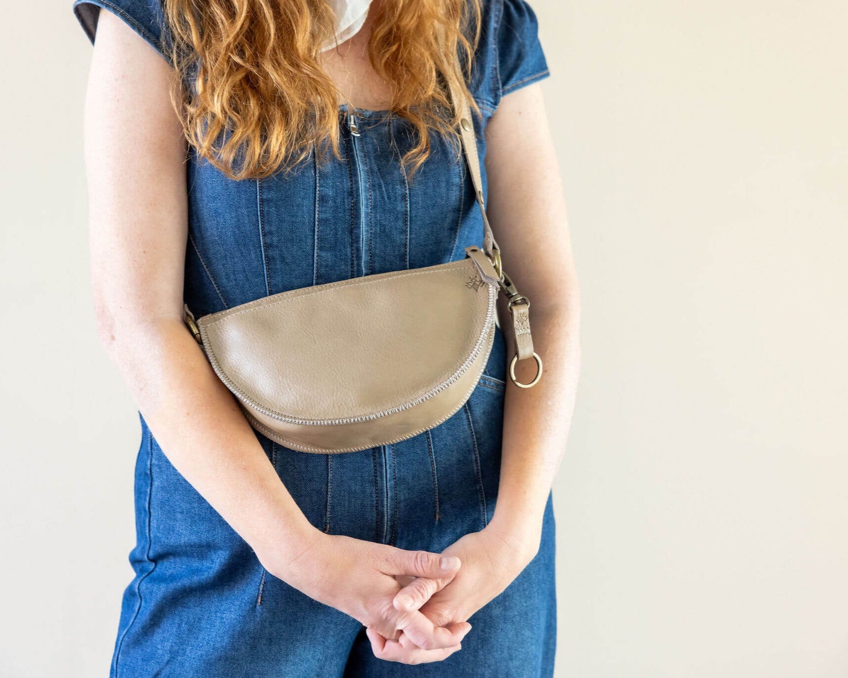 Small tan leather bag, Crossbody bag
