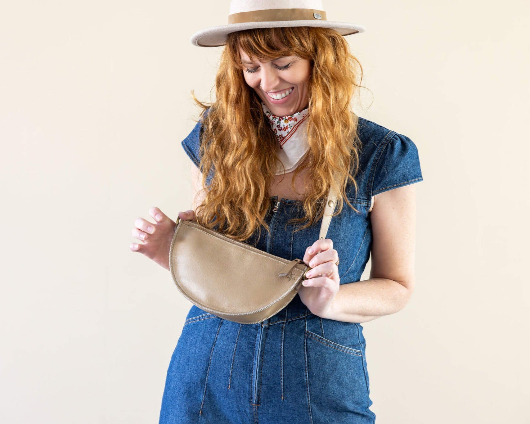 Small tan leather bag, Crossbody bag