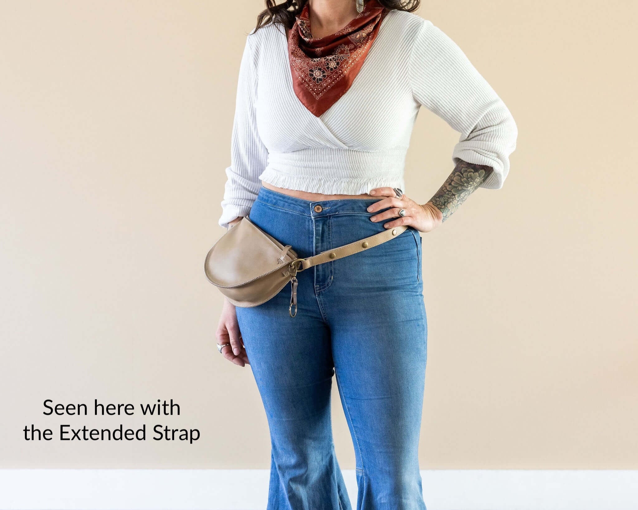 Medium tan leather bag, Belt bag
