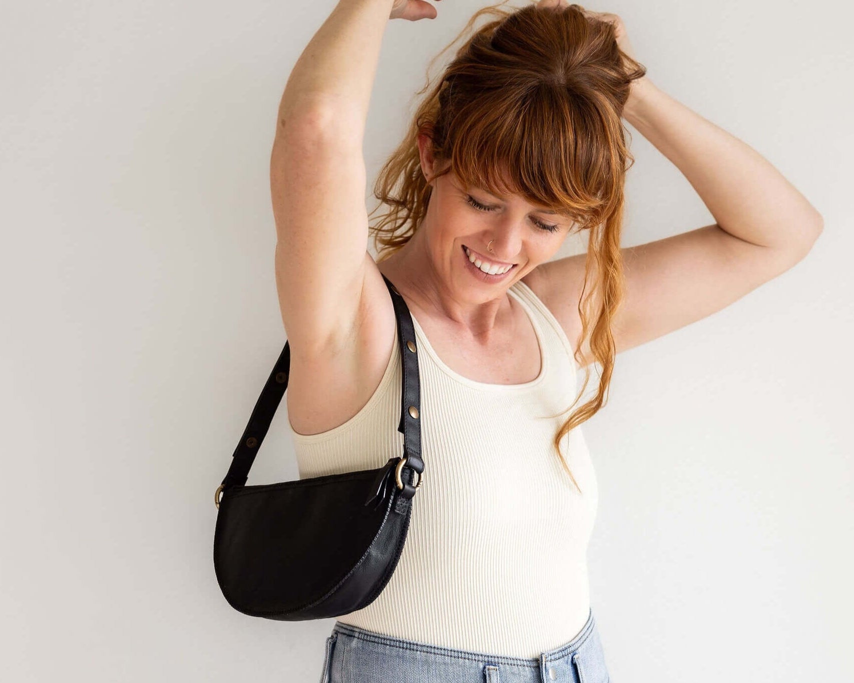 Small black leather pouch, shoulder bag