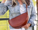 Large cognac leather crossbody bag