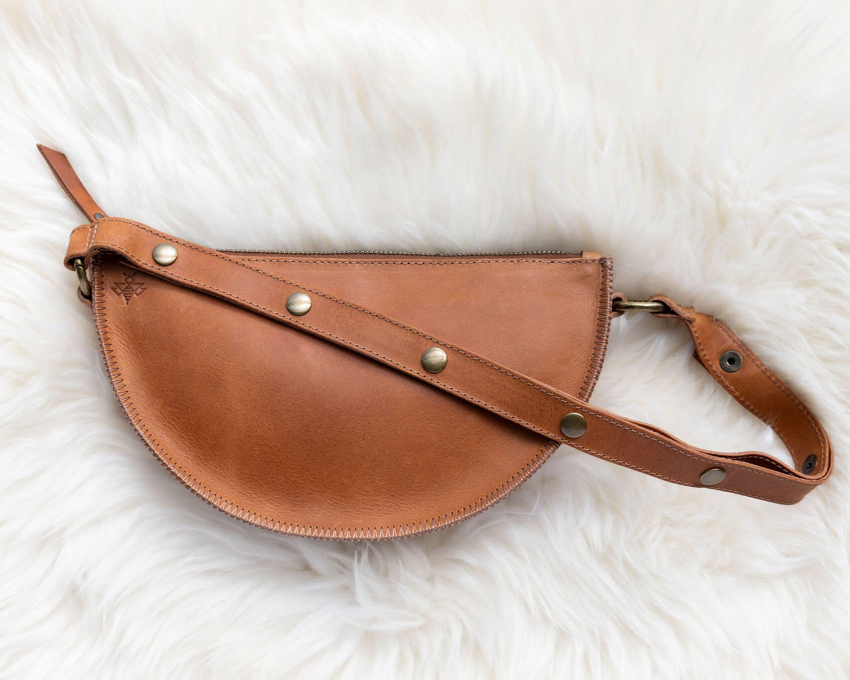Small honey leather pouch