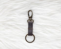 Small leather keychain, Espresso brown keychain
