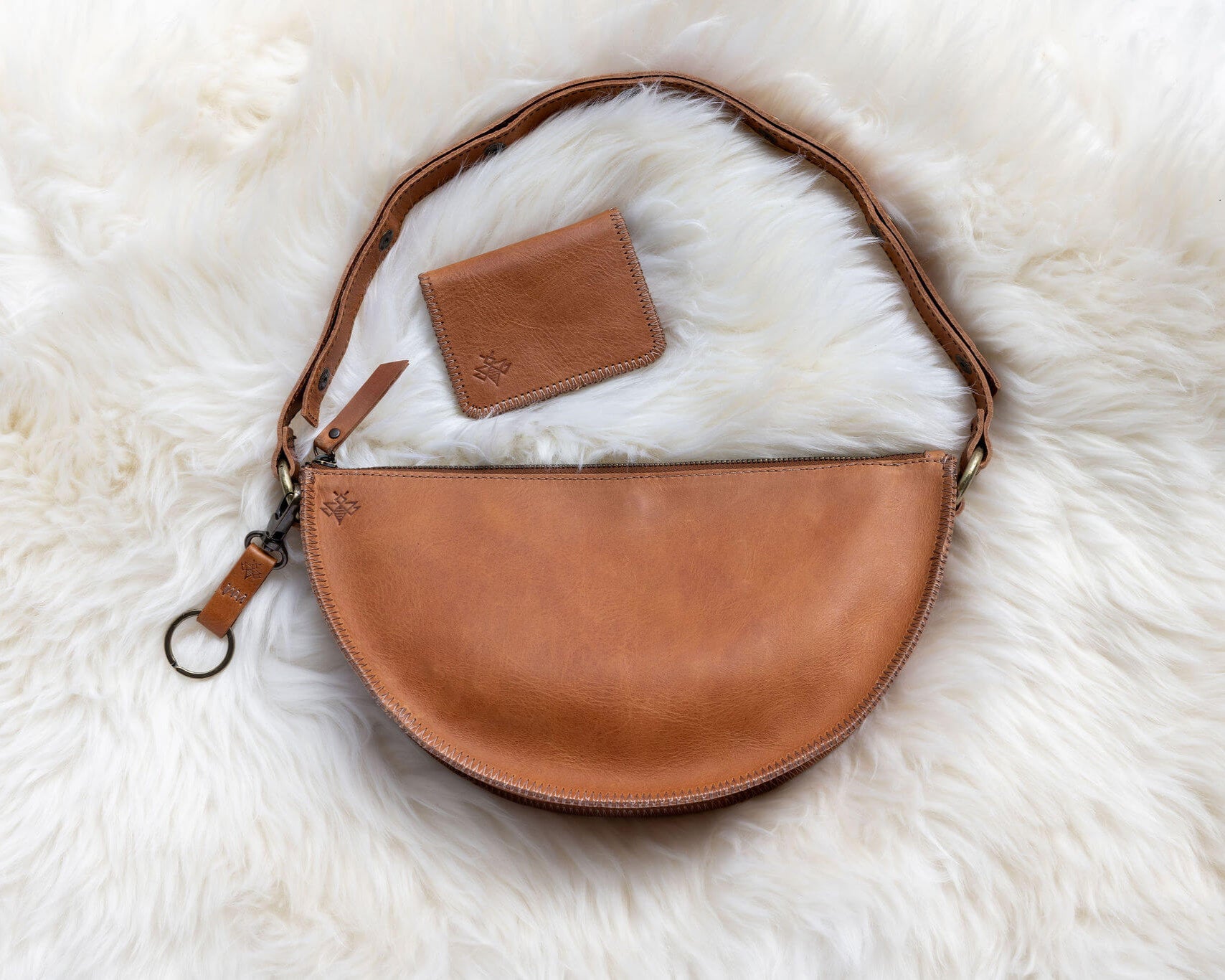 Medium honey leather crossbody bag and wallet