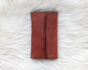 Leather cognac wallet for traveling
