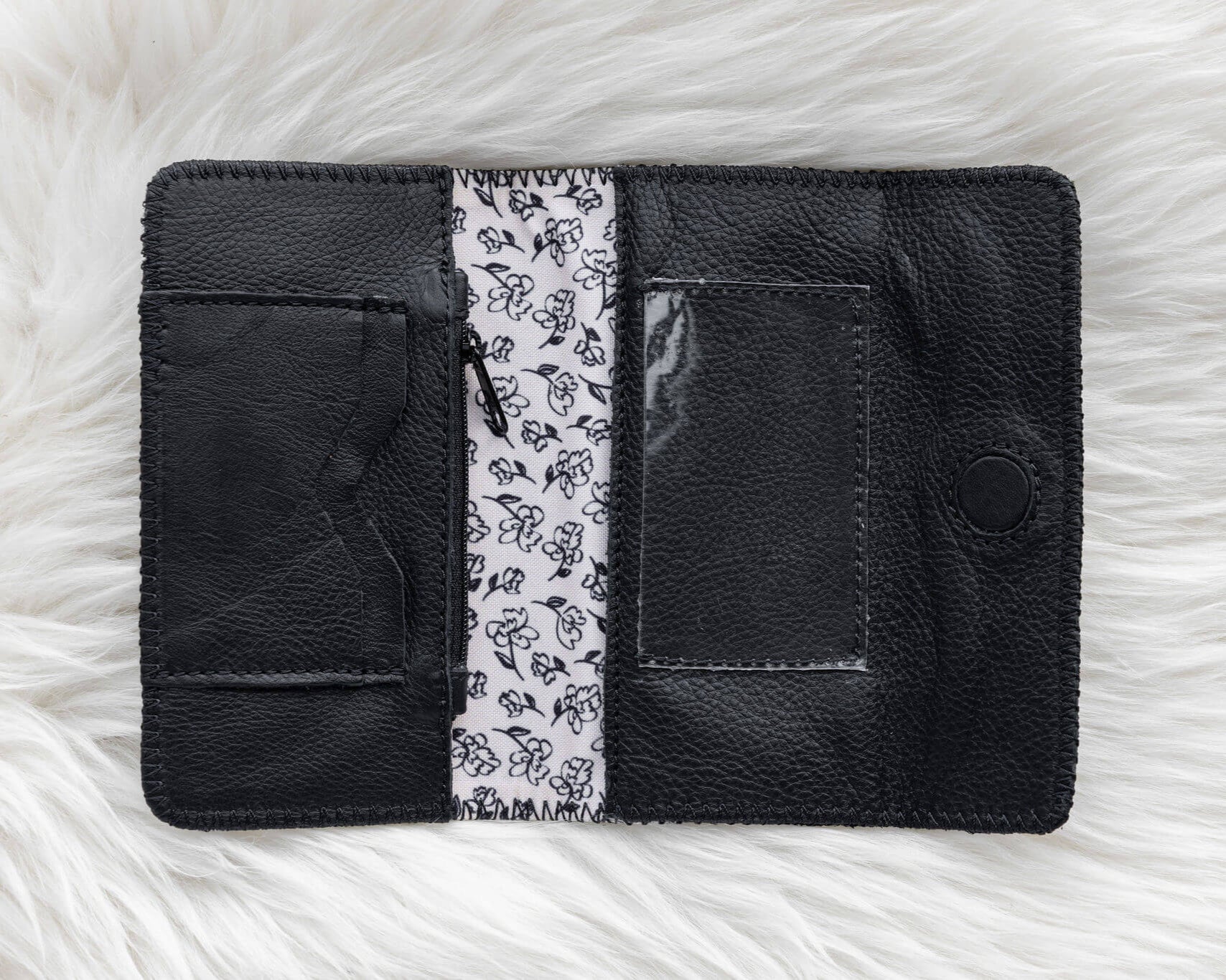 Black leather wallet for traveling