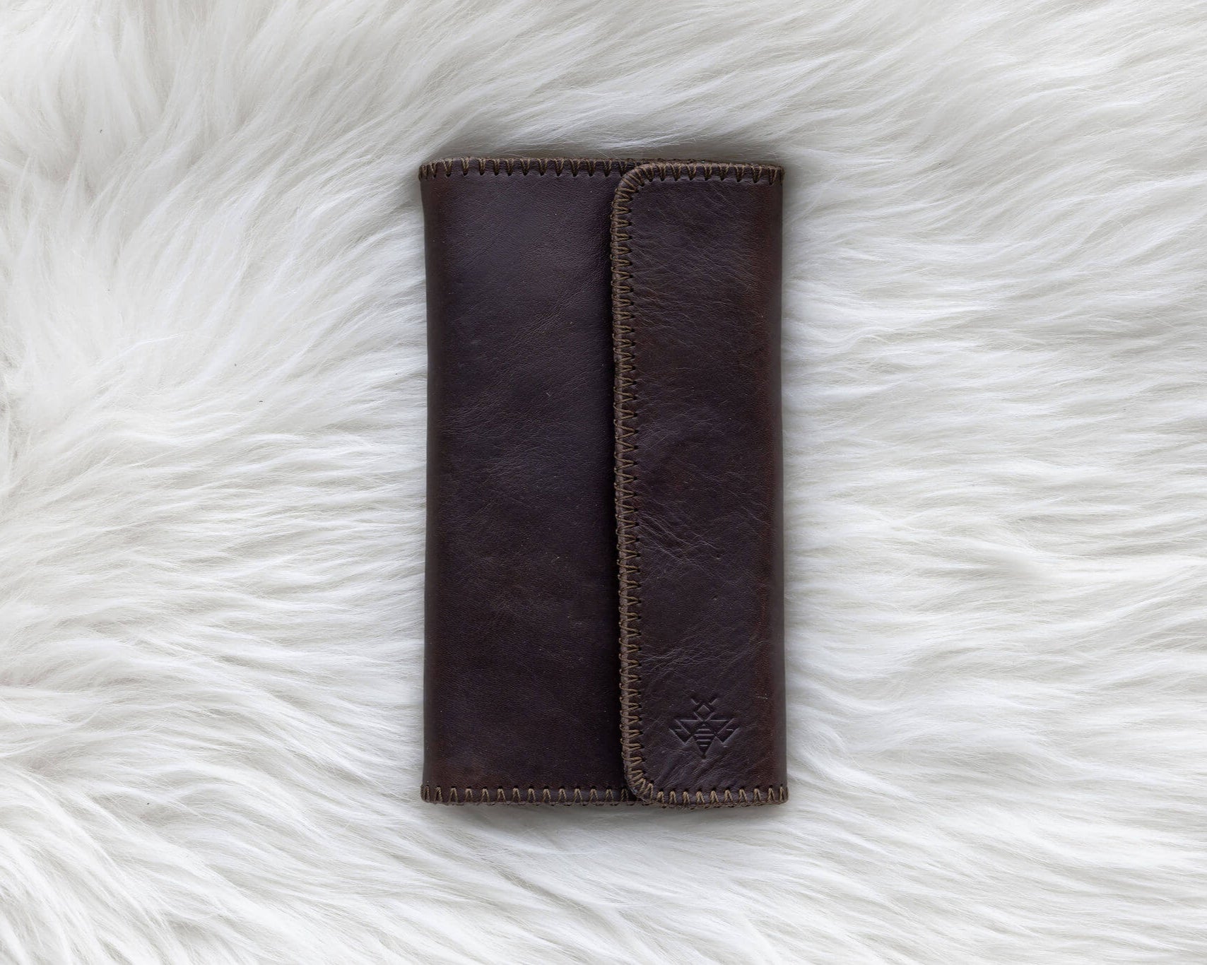 Brown leather wallet for traveling