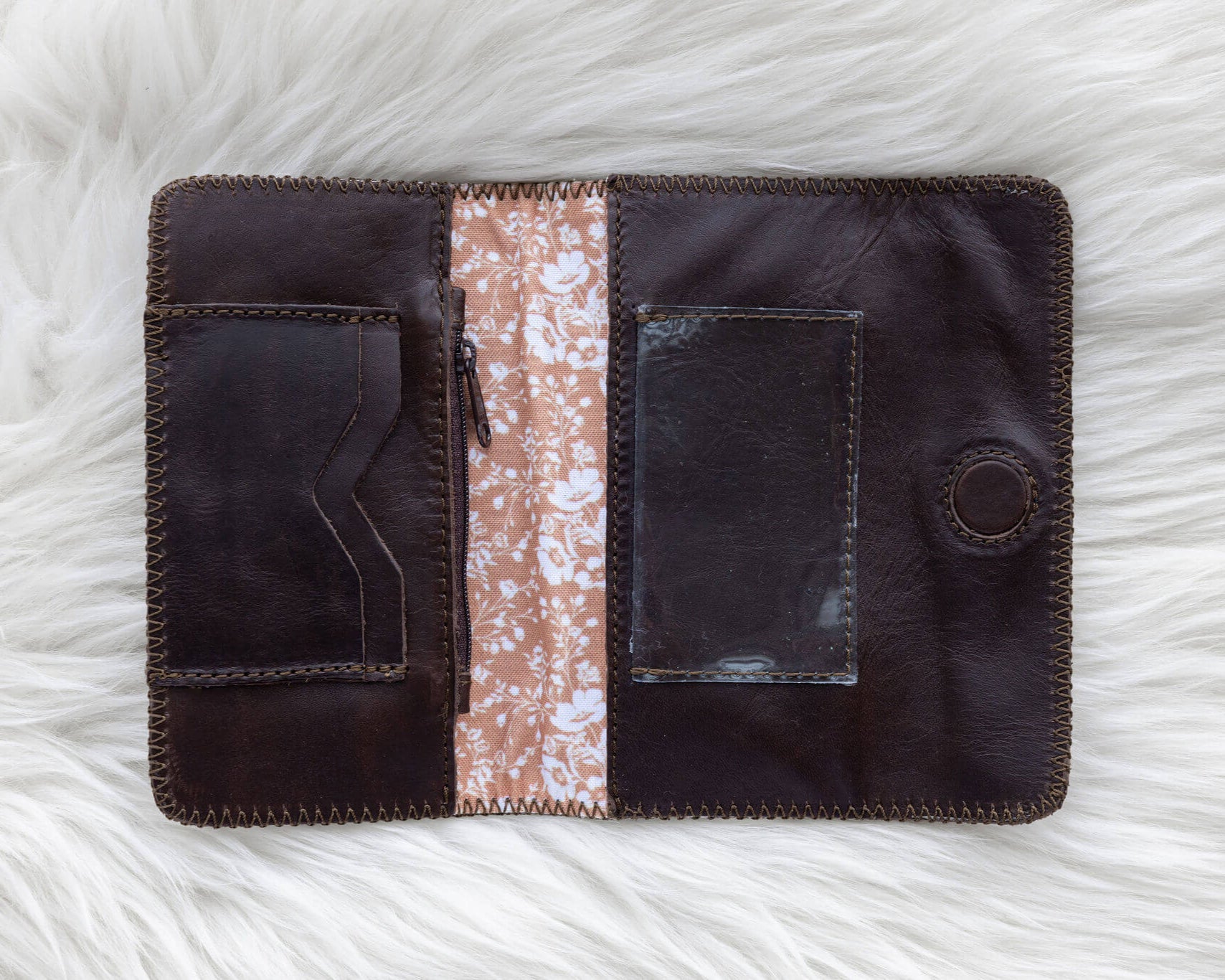 Brown leather wallet for traveling