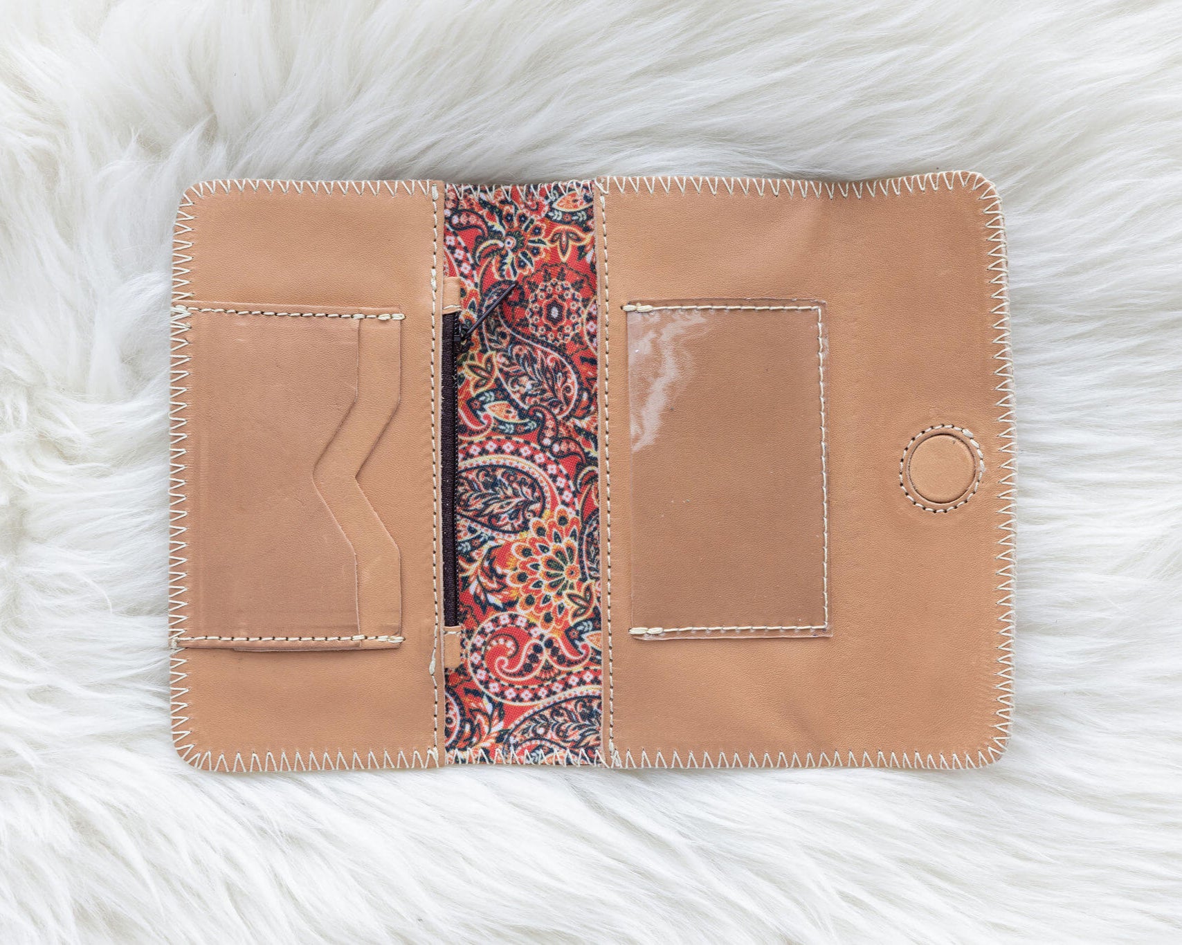 Natural leather wallet for traveling
