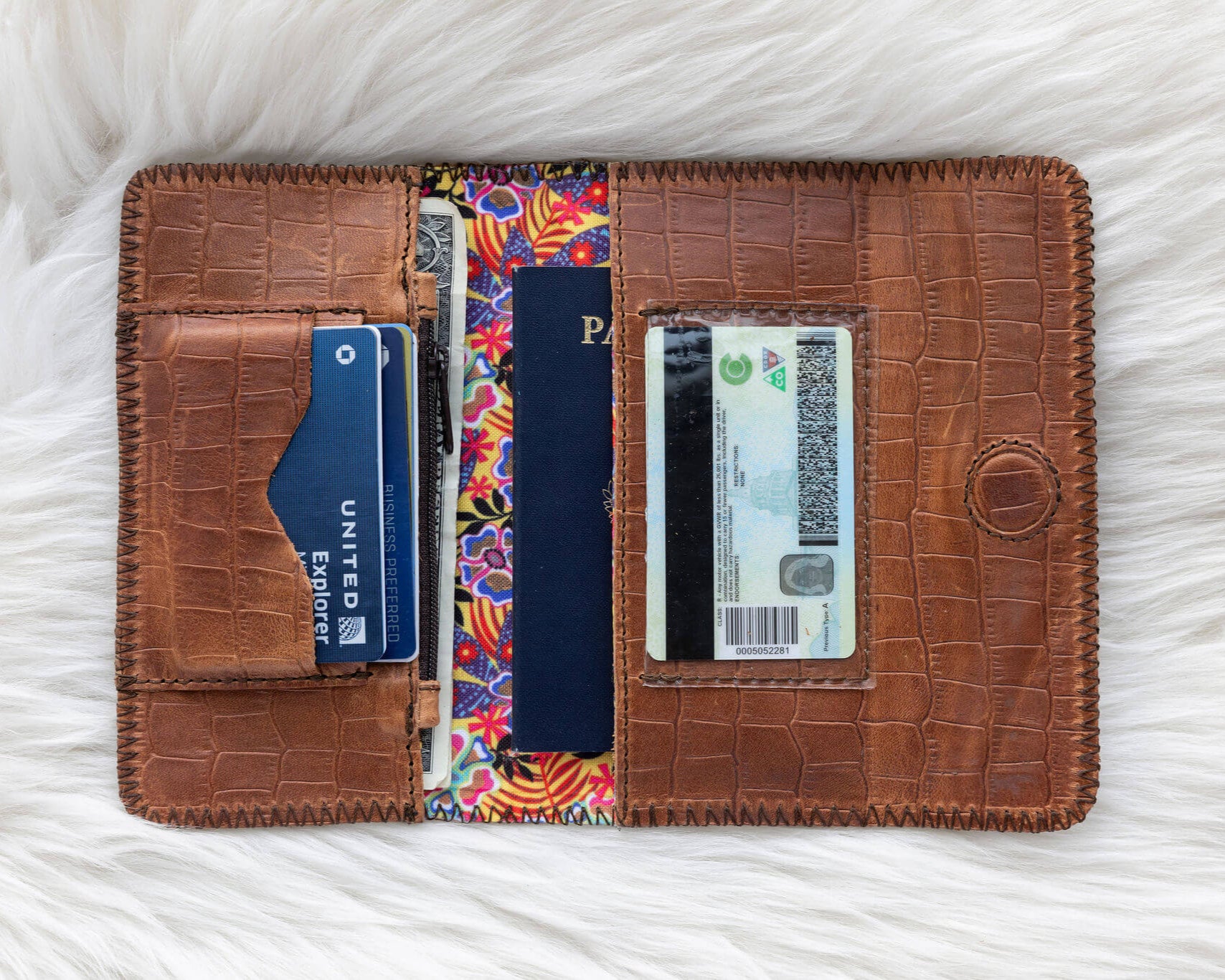 Crocodile leather wallet for traveling