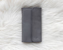 Dark grey leather wallet for traveling