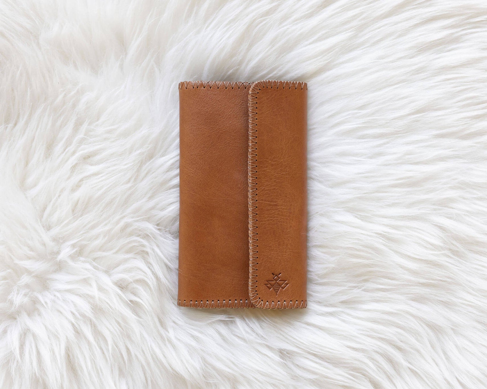 Light brown leather wallet for traveling