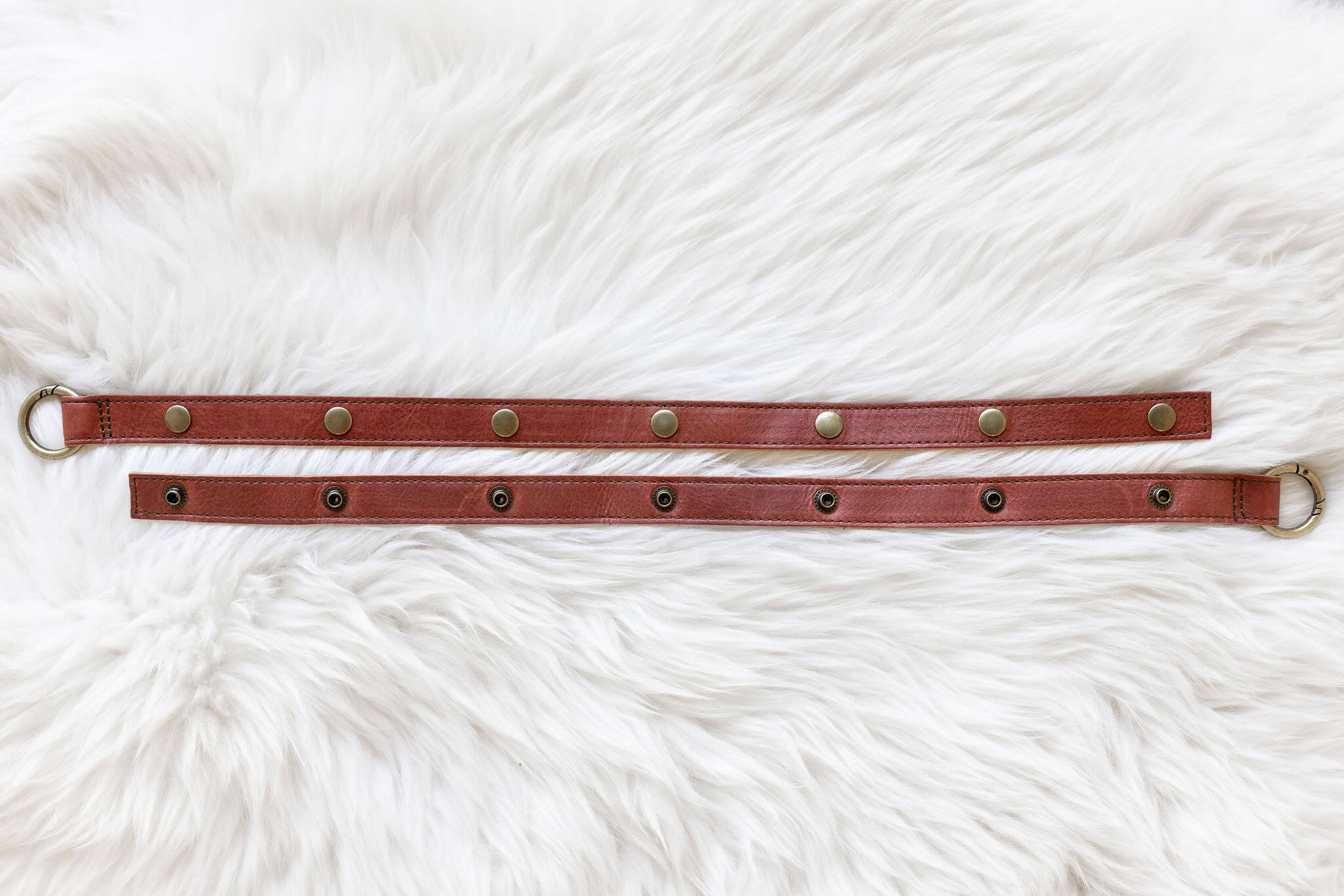 Leather straps for bags, Adjustable cognac leather straps