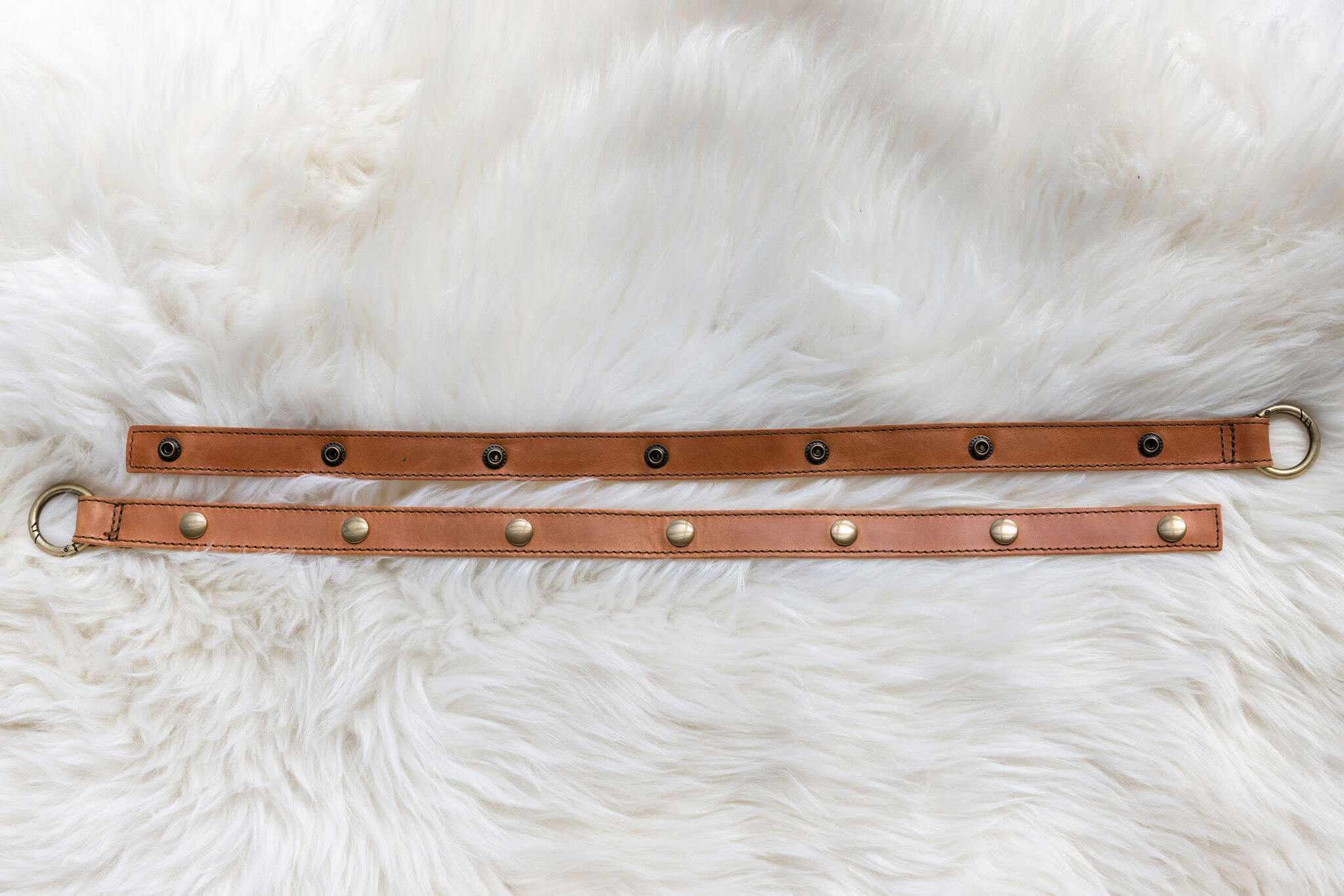 Leather straps for bags, Adjustable light brown leather straps