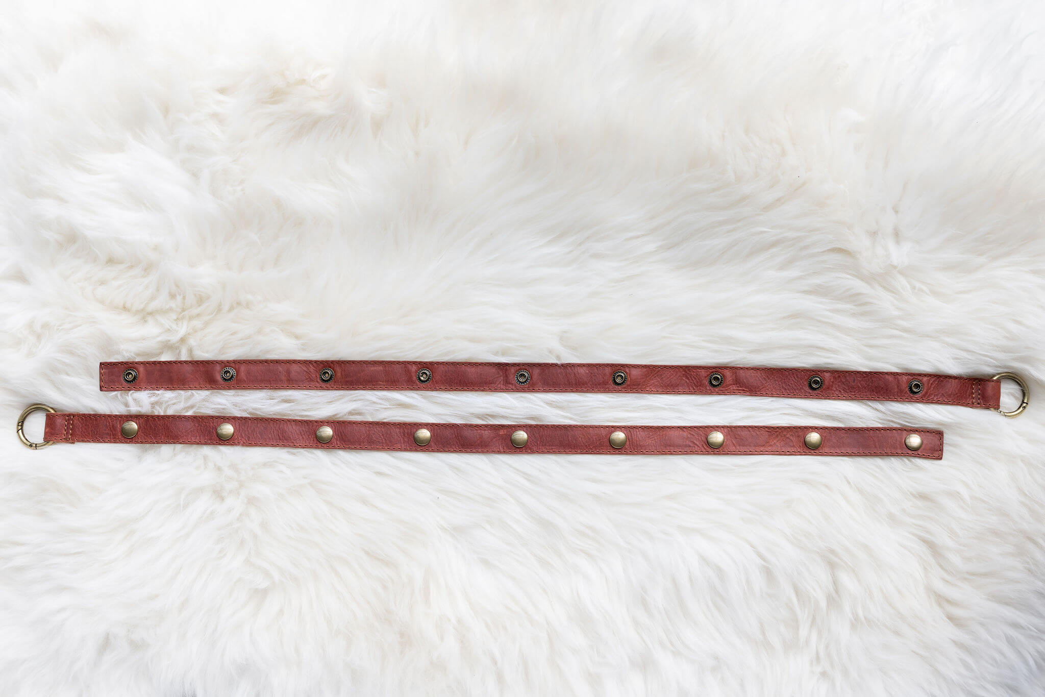 Leather straps for bags, Extender straps in cognac